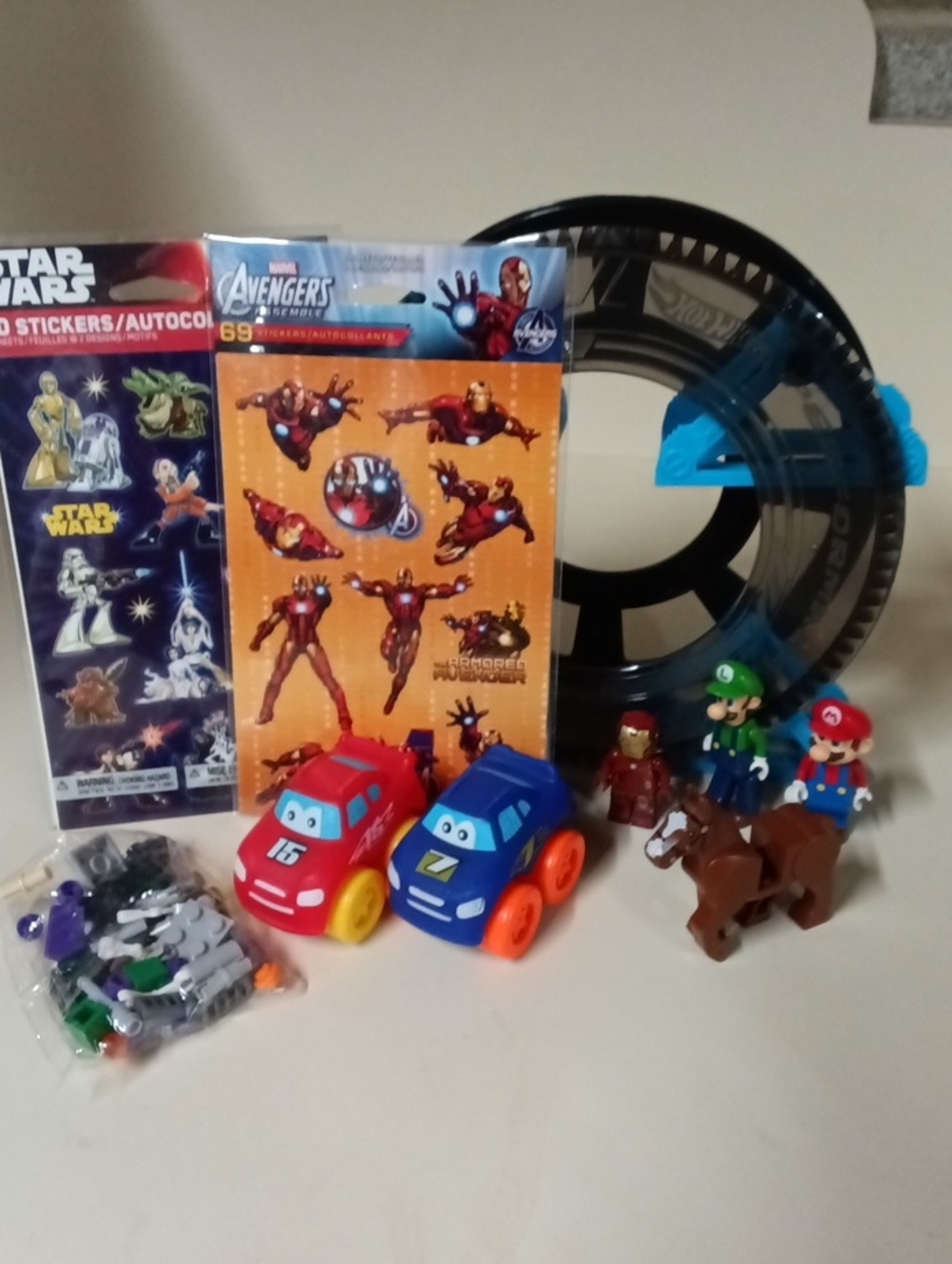 Lego Characters, Star Wars & Avenger Stickers, Vehicle Playset, Hot Wheel Access